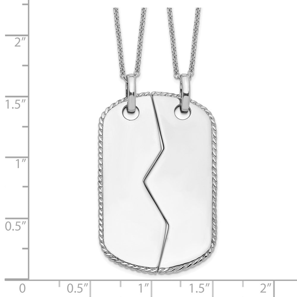 Sterling Silver Sentimental Expressions Rhodium-Plated Antiqued Military Dog Tag For Two 18In Necklaces