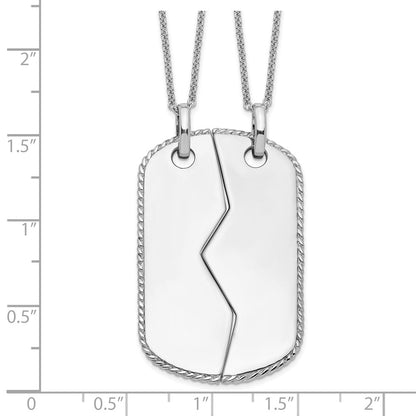 Sterling Silver Sentimental Expressions Rhodium-Plated Antiqued Military Dog Tag For Two 18In Necklaces
