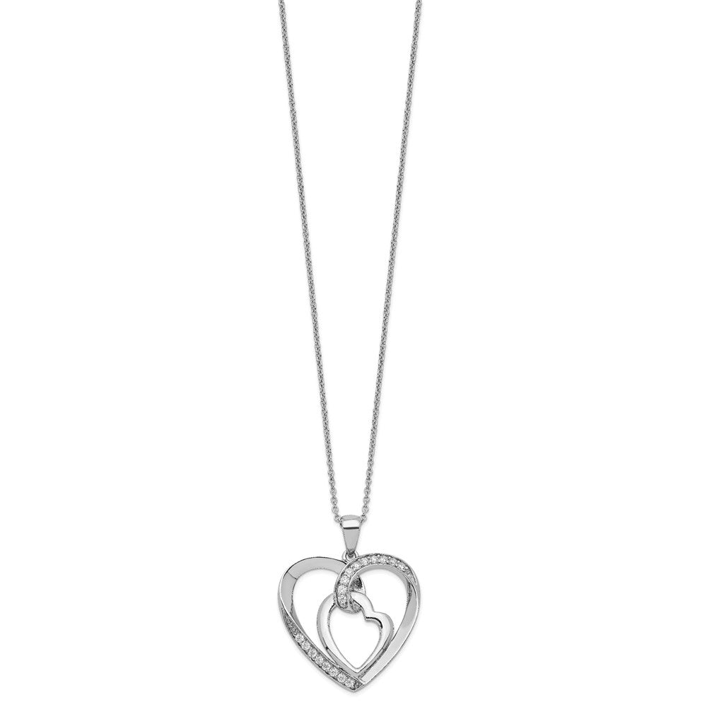 Sterling Silver Sentimental Expressions Rhodium-Plated Innerconnected Cz My Heart To Yours 18 Inch Necklace With Poem Card