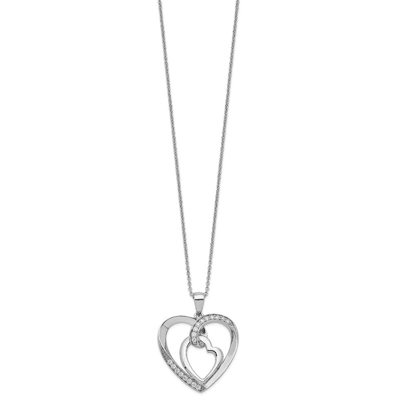 Sterling Silver Sentimental Expressions Rhodium-Plated Innerconnected Cz My Heart To Yours 18 Inch Necklace With Poem Card