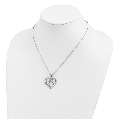 Sterling Silver Sentimental Expressions Rhodium-Plated Innerconnected Cz My Heart To Yours 18 Inch Necklace With Poem Card