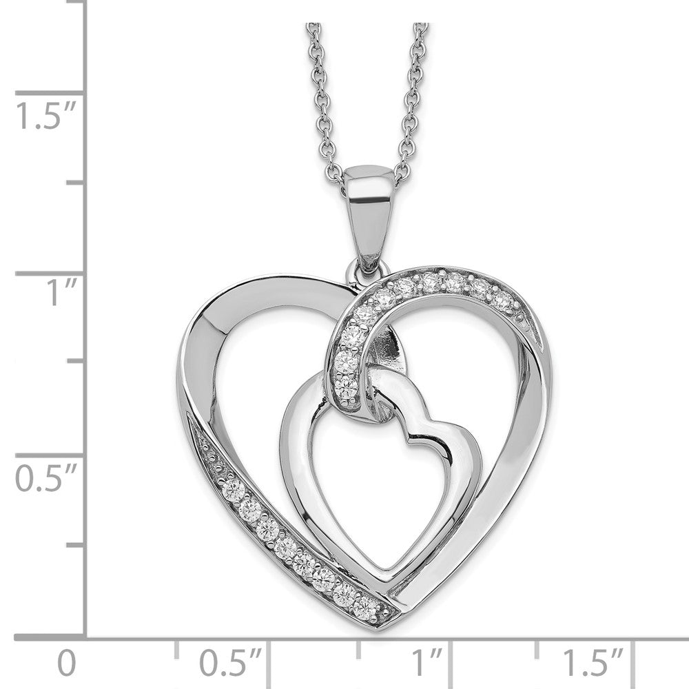 Sterling Silver Sentimental Expressions Rhodium-Plated Innerconnected Cz My Heart To Yours 18 Inch Necklace With Poem Card
