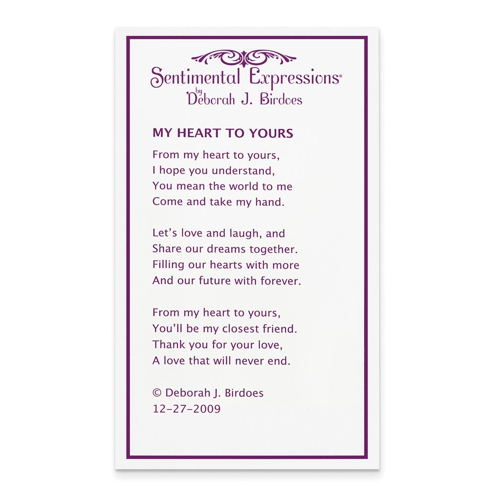 Sterling Silver Sentimental Expressions Rhodium-Plated Innerconnected Cz My Heart To Yours 18 Inch Necklace With Poem Card