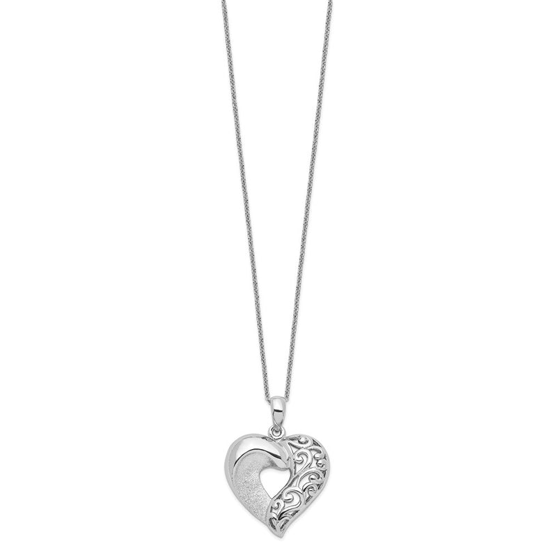 Sterling Silver Sentimental Expressions Rhodium-Plated Close To My Heart 18In Necklace