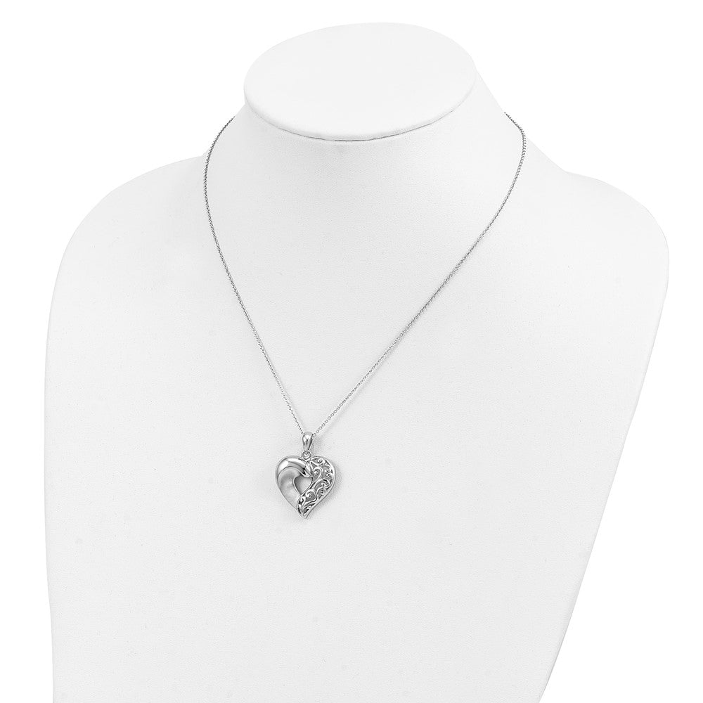Sterling Silver Sentimental Expressions Rhodium-Plated Close To My Heart 18In Necklace