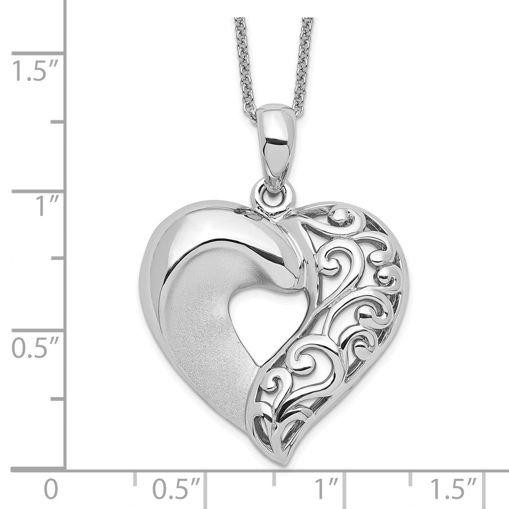Sterling Silver Sentimental Expressions Rhodium-Plated Close To My Heart 18In Necklace