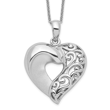 Sterling Silver Sentimental Expressions Rhodium-Plated Close To My Heart 18In Necklace