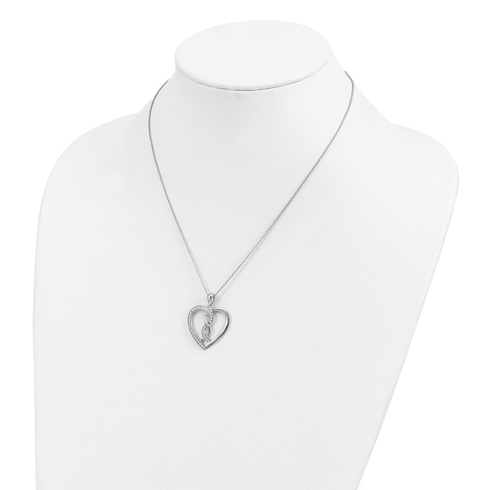 Sterling Silver Sentimental Expressions Rhodium-Plated Cz Hearts Joined Together 18 Inch Necklace With Poem Card