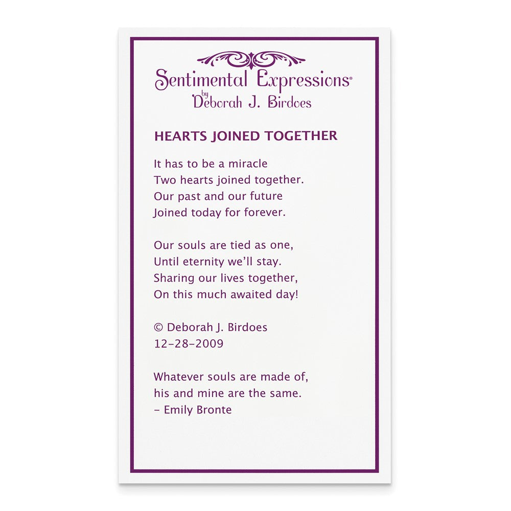 Sterling Silver Sentimental Expressions Rhodium-Plated Cz Hearts Joined Together 18 Inch Necklace With Poem Card