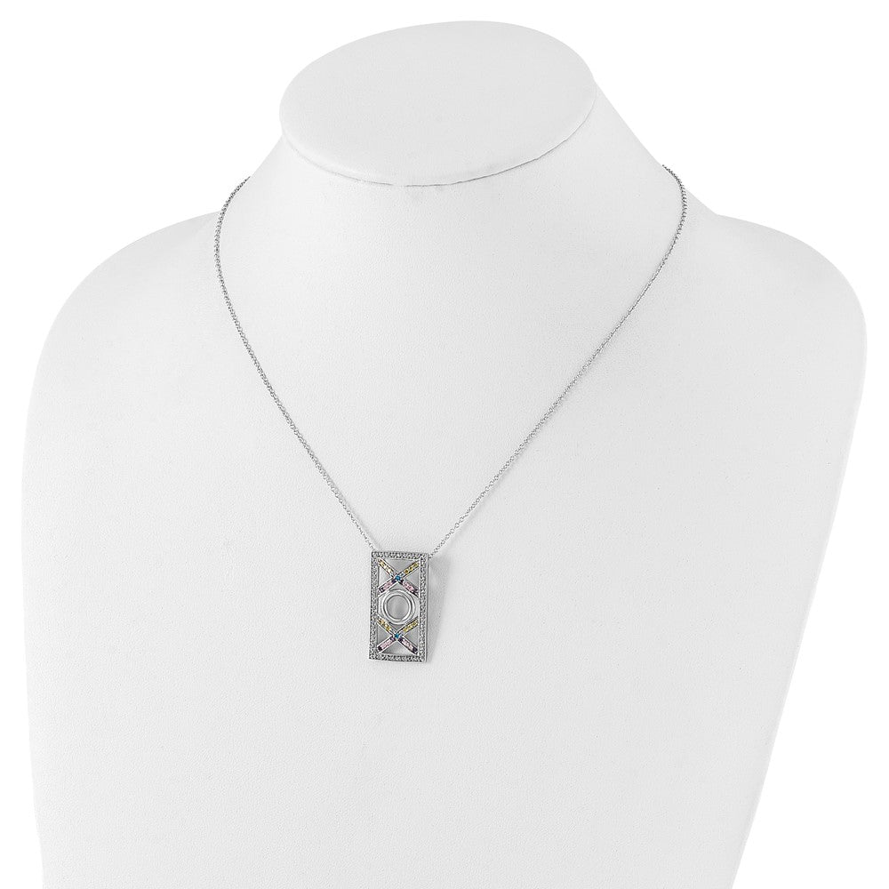 Sterling Silver Sentimental Expressions Polished Multicolor Cz Love And Kisses Necklace