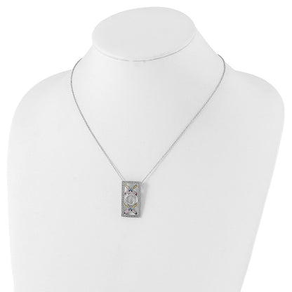 Sterling Silver Sentimental Expressions Polished Multicolor Cz Love And Kisses Necklace