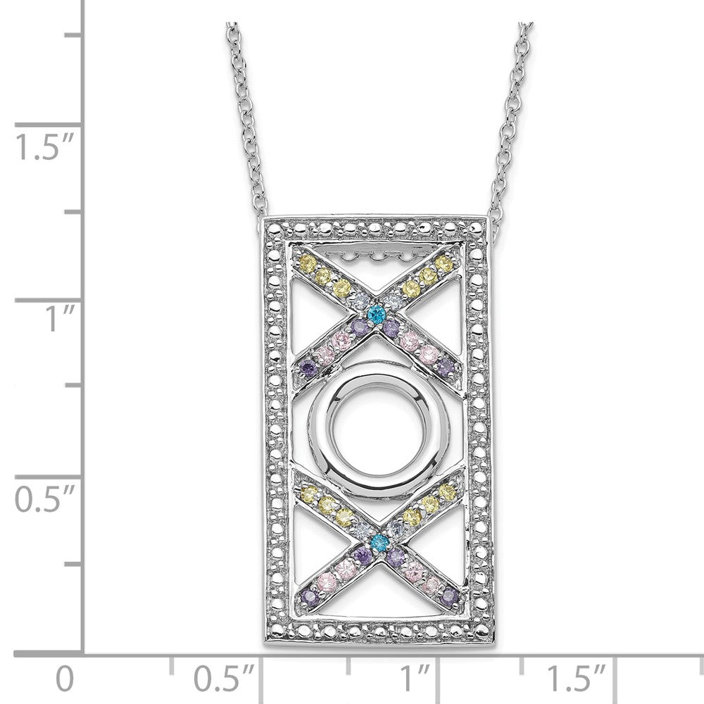 Sterling Silver Sentimental Expressions Polished Multicolor Cz Love And Kisses Necklace