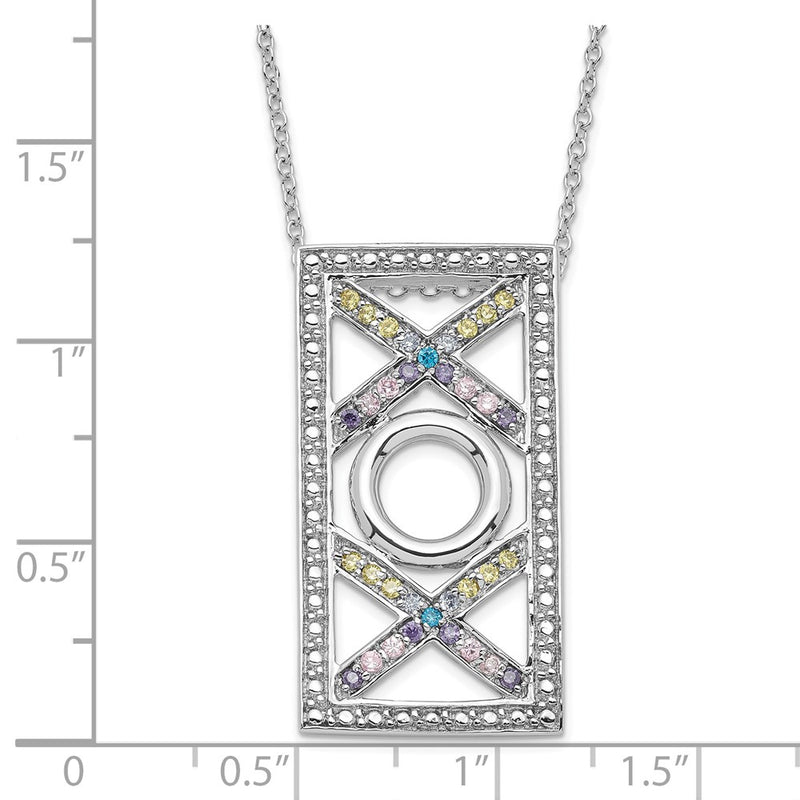 Sterling Silver Sentimental Expressions Polished Multicolor Cz Love And Kisses Necklace