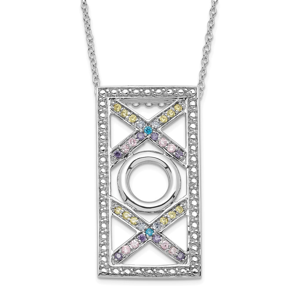 Sterling Silver Sentimental Expressions Polished Multicolor Cz Love And Kisses Necklace
