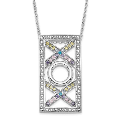 Sterling Silver Sentimental Expressions Polished Multicolor Cz Love And Kisses Necklace