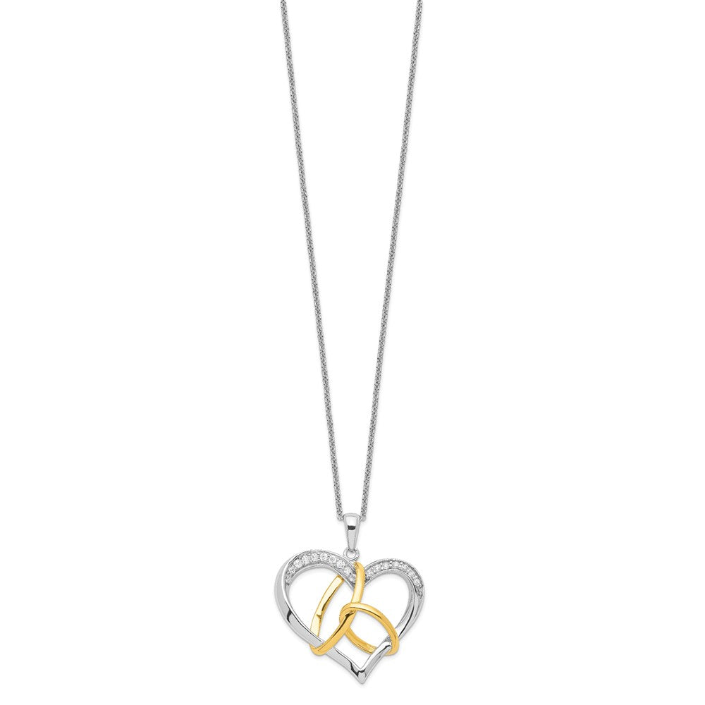 Sterling Silver Sentimental Expressions Gold-Plated Cz To Have And Hold 18In Necklace