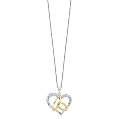 Sterling Silver Sentimental Expressions Gold-Plated Cz To Have And Hold 18In Necklace