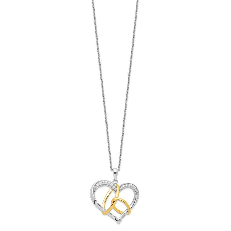 Sterling Silver Sentimental Expressions Gold-Plated Cz To Have And Hold 18In Necklace