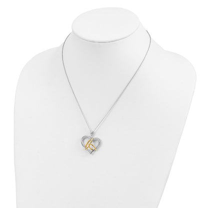 Sterling Silver Sentimental Expressions Gold-Plated Cz To Have And Hold 18In Necklace