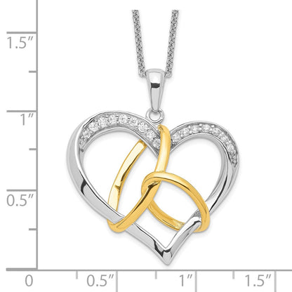 Sterling Silver Sentimental Expressions Gold-Plated Cz To Have And Hold 18In Necklace