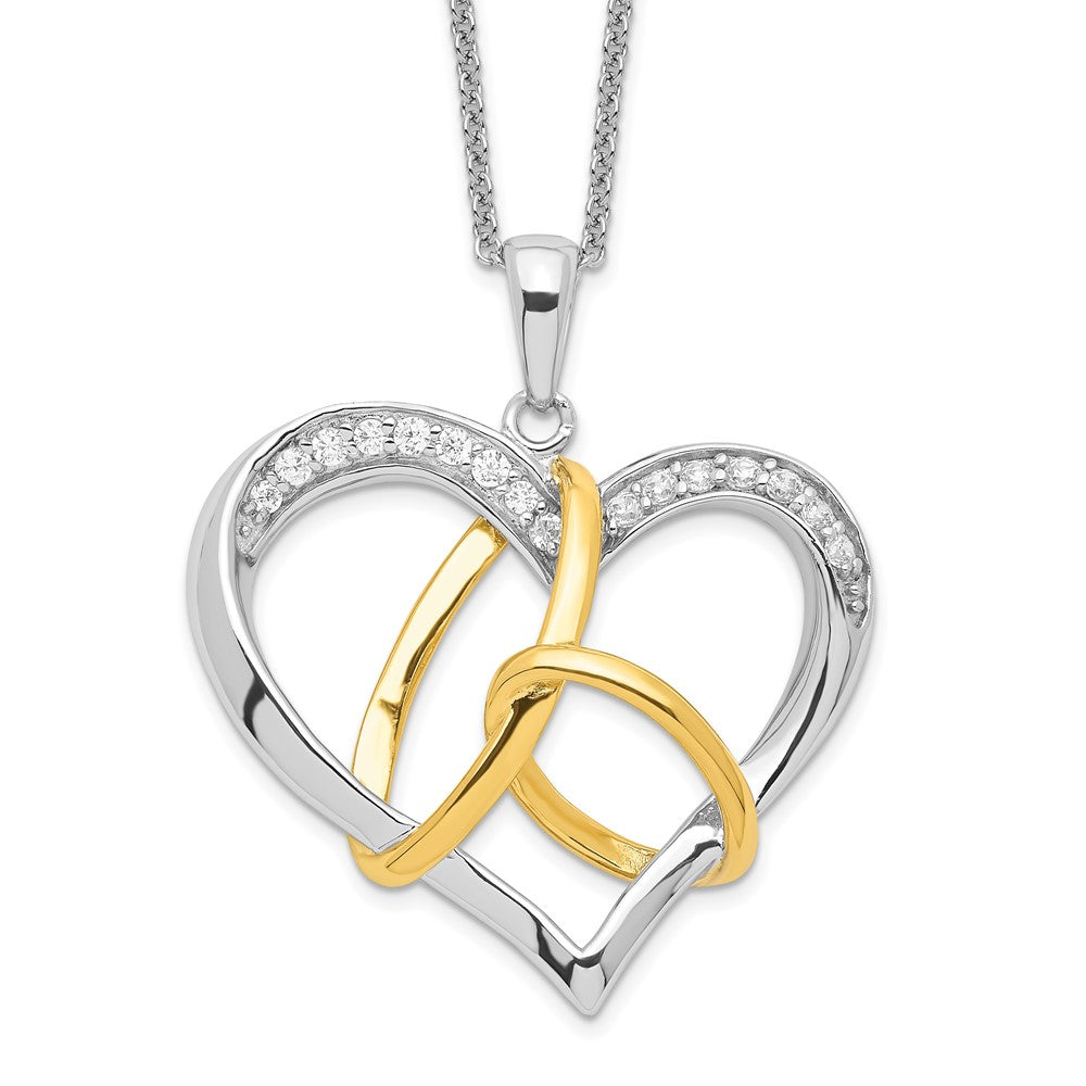 Sterling Silver Sentimental Expressions Gold-Plated Cz To Have And Hold 18In Necklace