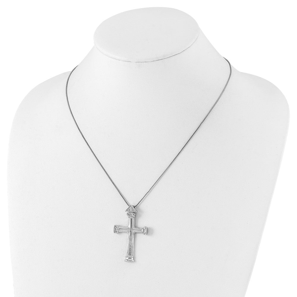 Sterling Silver Sentimental Expressions Polished Strength Cross Necklace