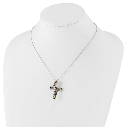 Sterling Silver Sentimental Expressions & Gold-Plated Polished Antiqued Completion Cross Necklace