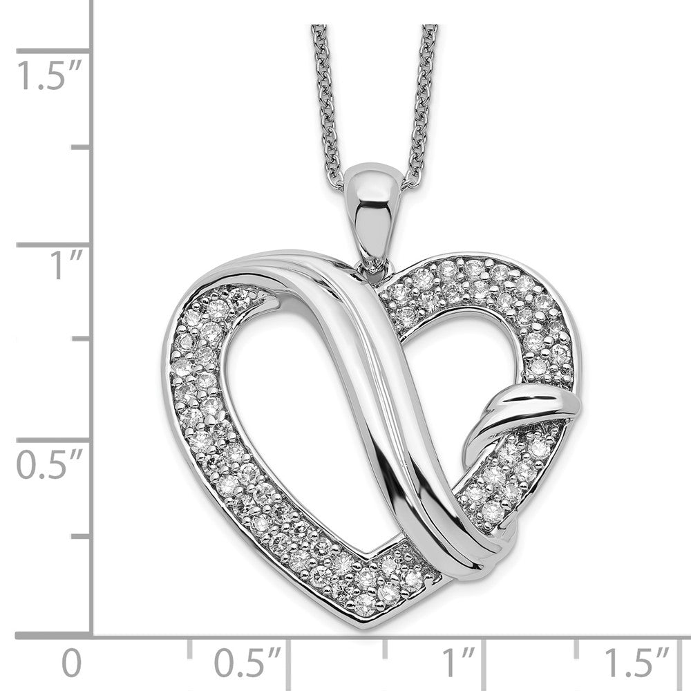 Sterling Silver Sentimental Expressions Rhodium-Plated Cz Forever Grateful 18In Necklace