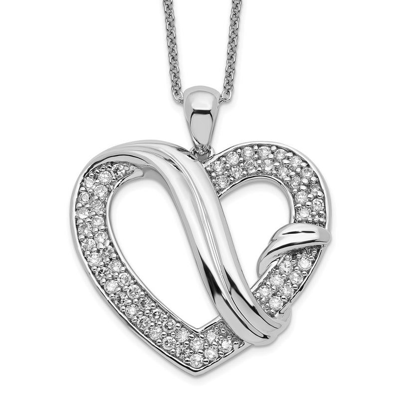 Sterling Silver Sentimental Expressions Rhodium-Plated Cz Forever Grateful 18In Necklace