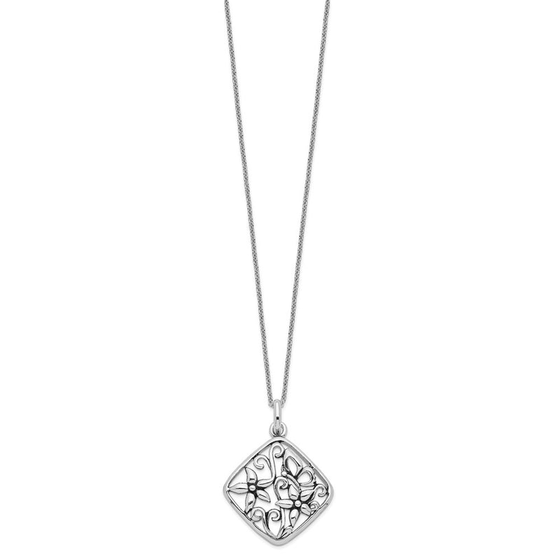 Sterling Silver Sentimental Expressions Rhodium-Plated Antiqued I Appreciate You Mom 18In Necklace