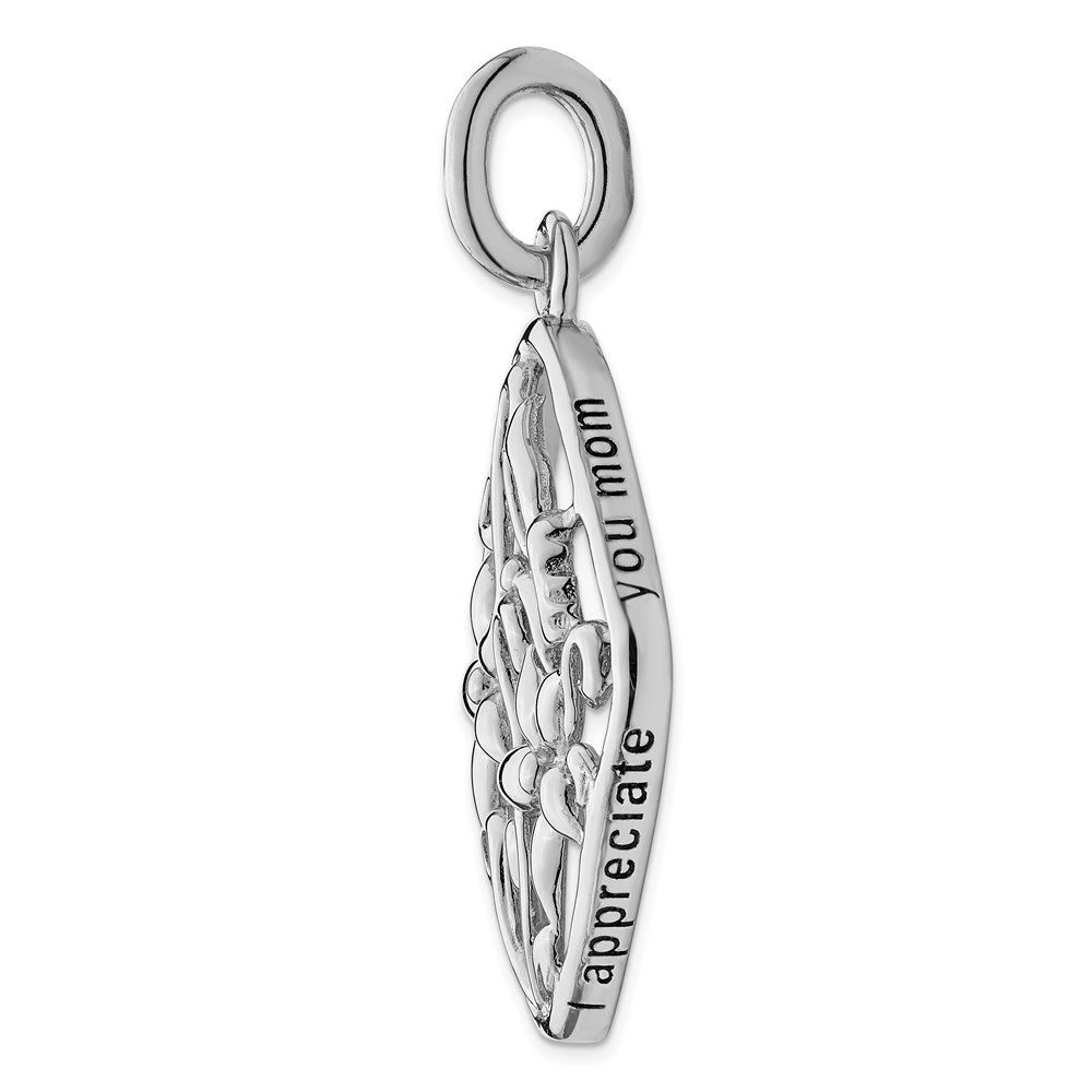 Sterling Silver Sentimental Expressions Rhodium-Plated Antiqued I Appreciate You Mom 18In Necklace