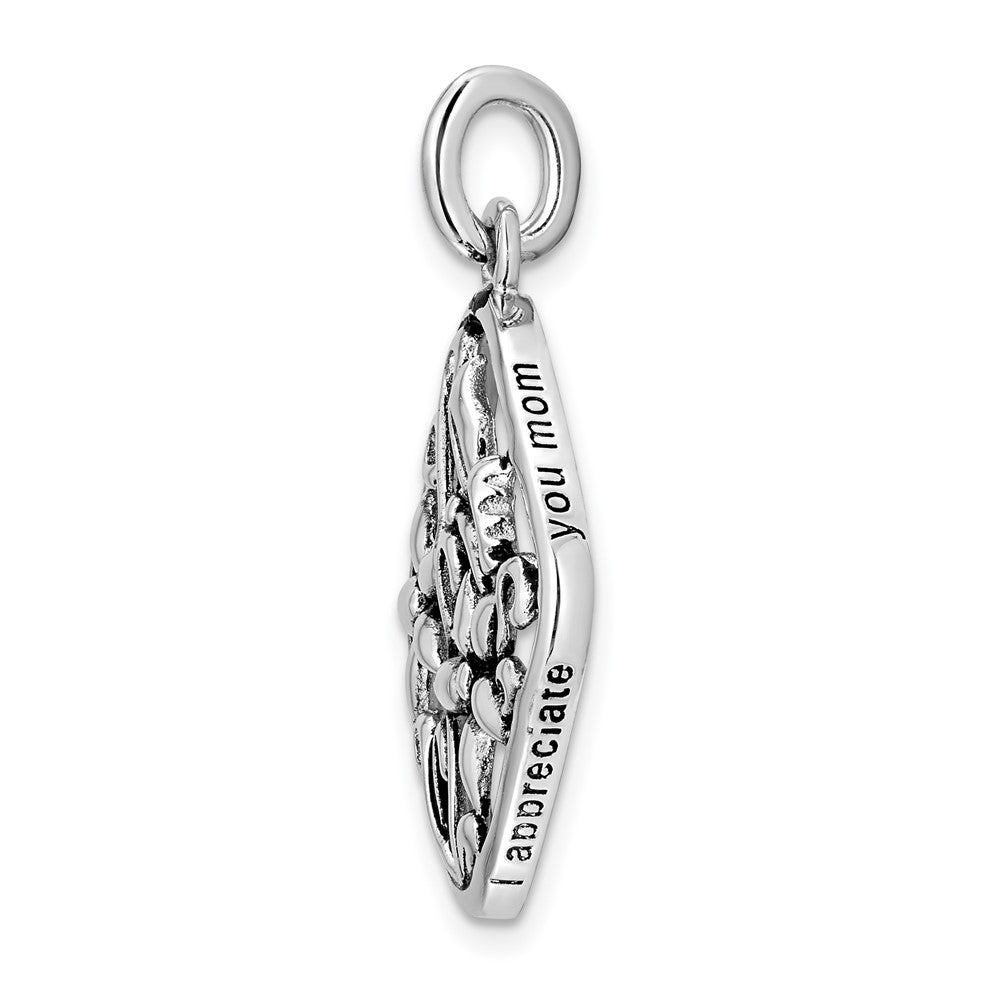 Sterling Silver Sentimental Expressions Rhodium-Plated Antiqued I Appreciate You Mom 18In Necklace
