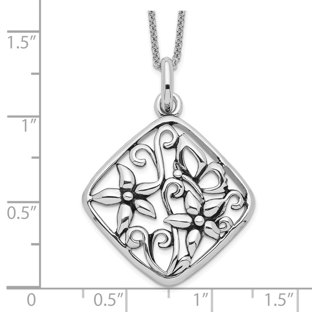 Sterling Silver Sentimental Expressions Rhodium-Plated Antiqued I Appreciate You Mom 18In Necklace