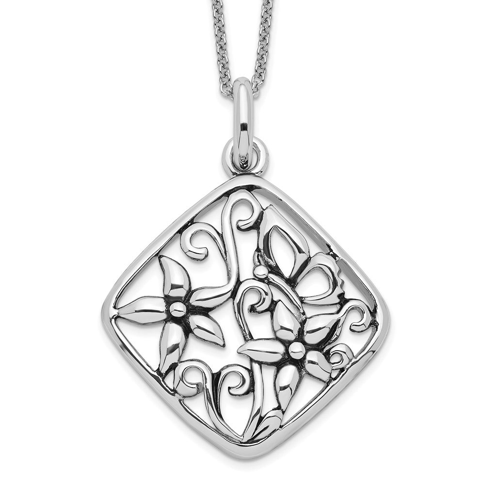 Sterling Silver Sentimental Expressions Rhodium-Plated Antiqued I Appreciate You Mom 18In Necklace