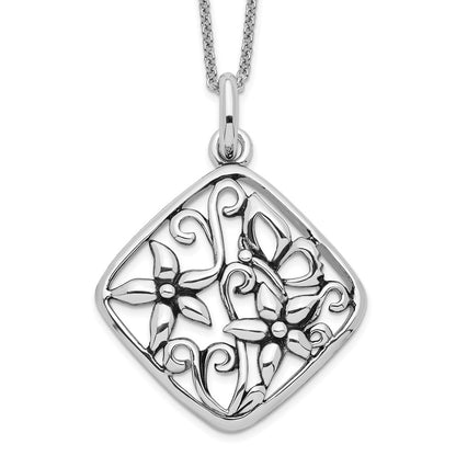 Sterling Silver Sentimental Expressions Rhodium-Plated Antiqued I Appreciate You Mom 18In Necklace