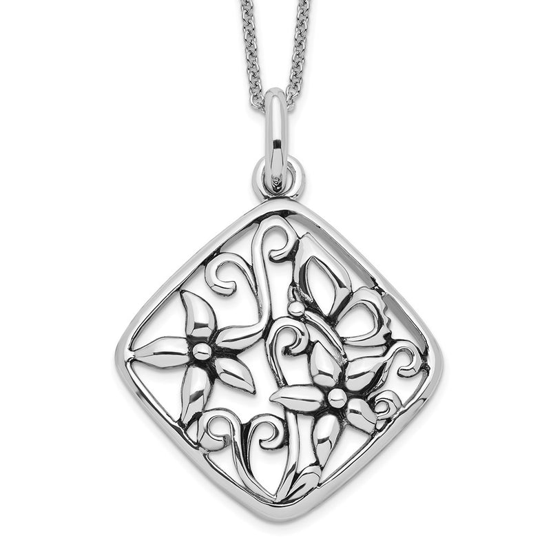 Sterling Silver Sentimental Expressions Rhodium-Plated Antiqued I Appreciate You Mom 18In Necklace