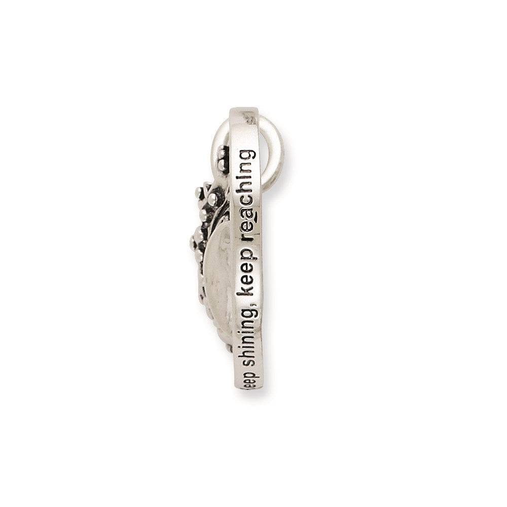 Sterling Silver Sentimental Expressions Polished & Antiqued Keep Shining, Reaching Crown Necklace