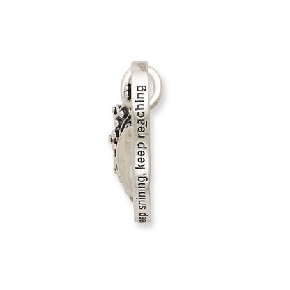 Sterling Silver Sentimental Expressions Polished & Antiqued Keep Shining, Reaching Crown Necklace