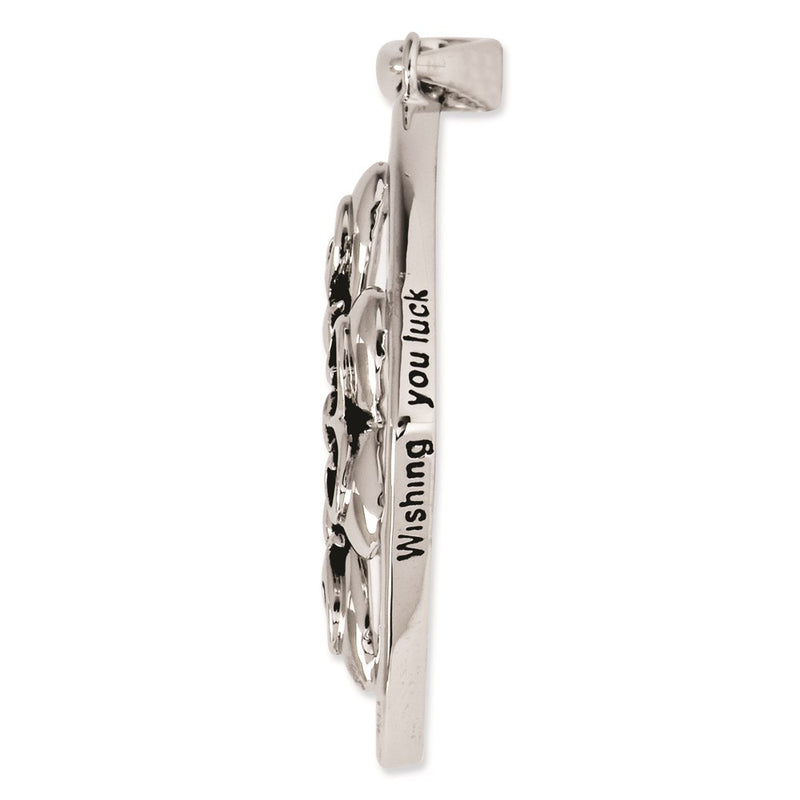 Sterling Silver Antiqued Wishing You Luck 18In Necklace