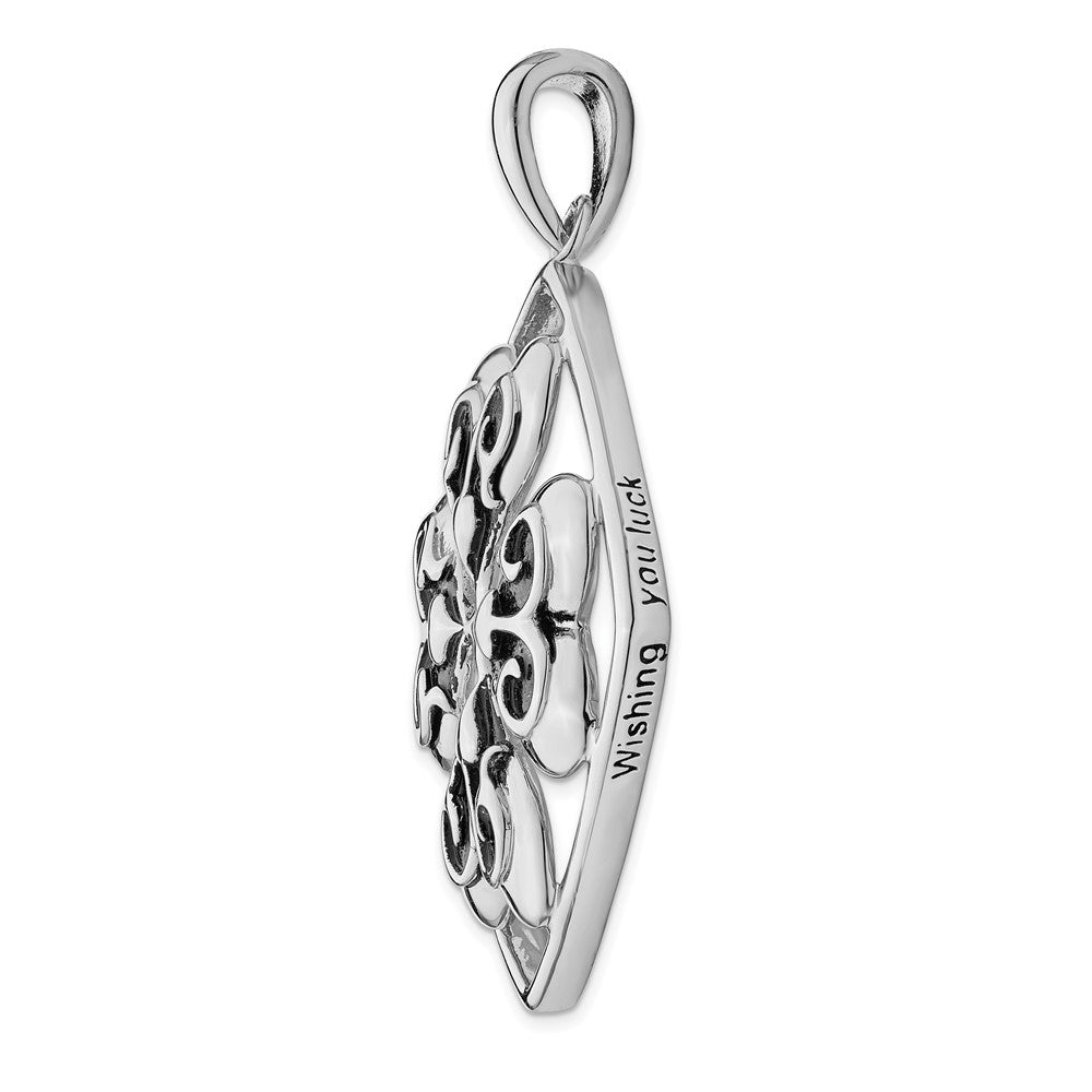 Sterling Silver Antiqued Wishing You Luck 18In Necklace