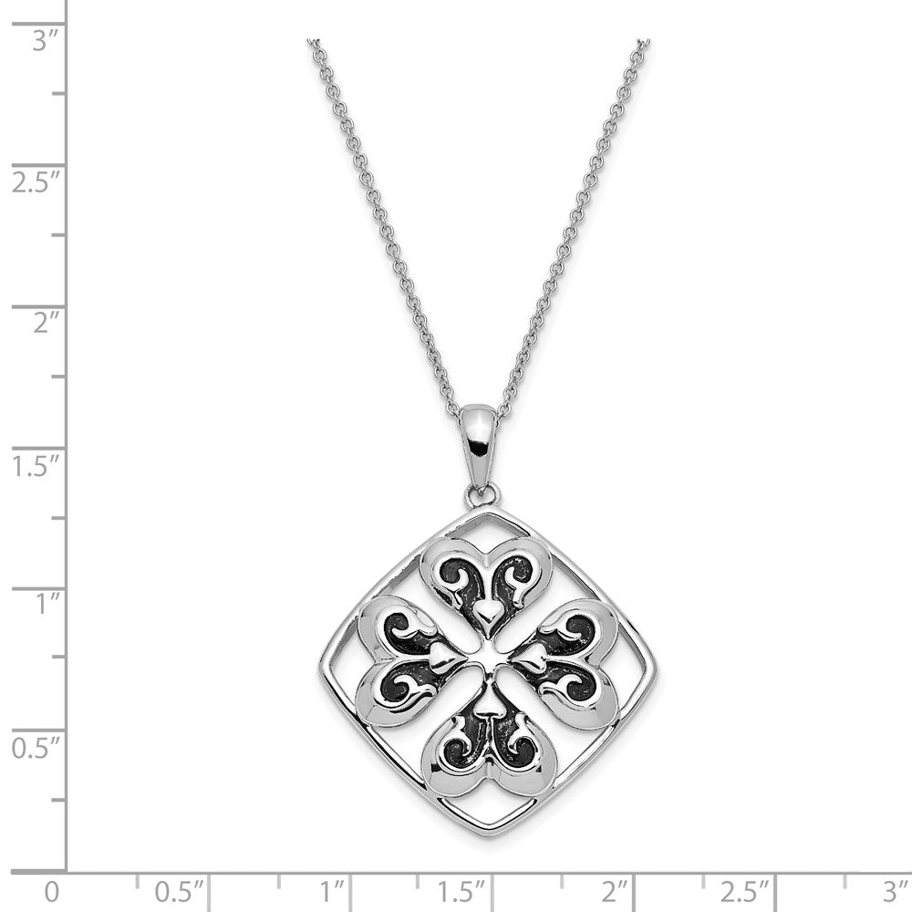 Sterling Silver Antiqued Wishing You Luck 18In Necklace
