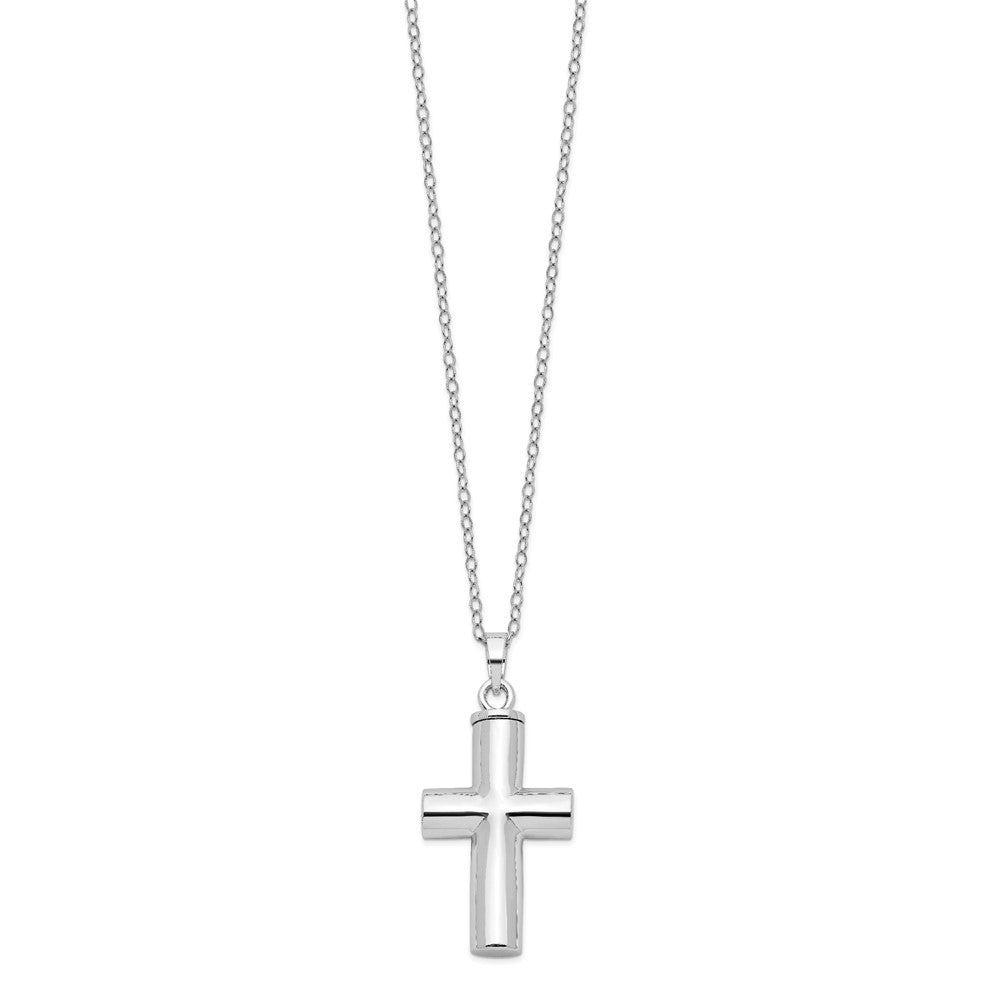 Sterling Silver Sentimental Expressions Rhodium-Plated Antiqued Cross Ash Holder 18 Inch Necklace