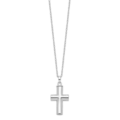 Sterling Silver Sentimental Expressions Rhodium-Plated Antiqued Cross Ash Holder 18 Inch Necklace