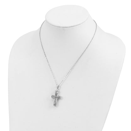 Sterling Silver Sentimental Expressions Rhodium-Plated Antiqued Cross Ash Holder 18 Inch Necklace