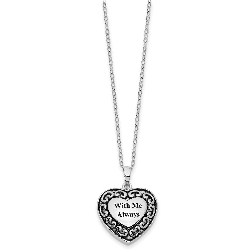 Sterling Silver Sentimental Expressions Rhodium-Plated With Me Always Ash Holder 18 Inch Necklace