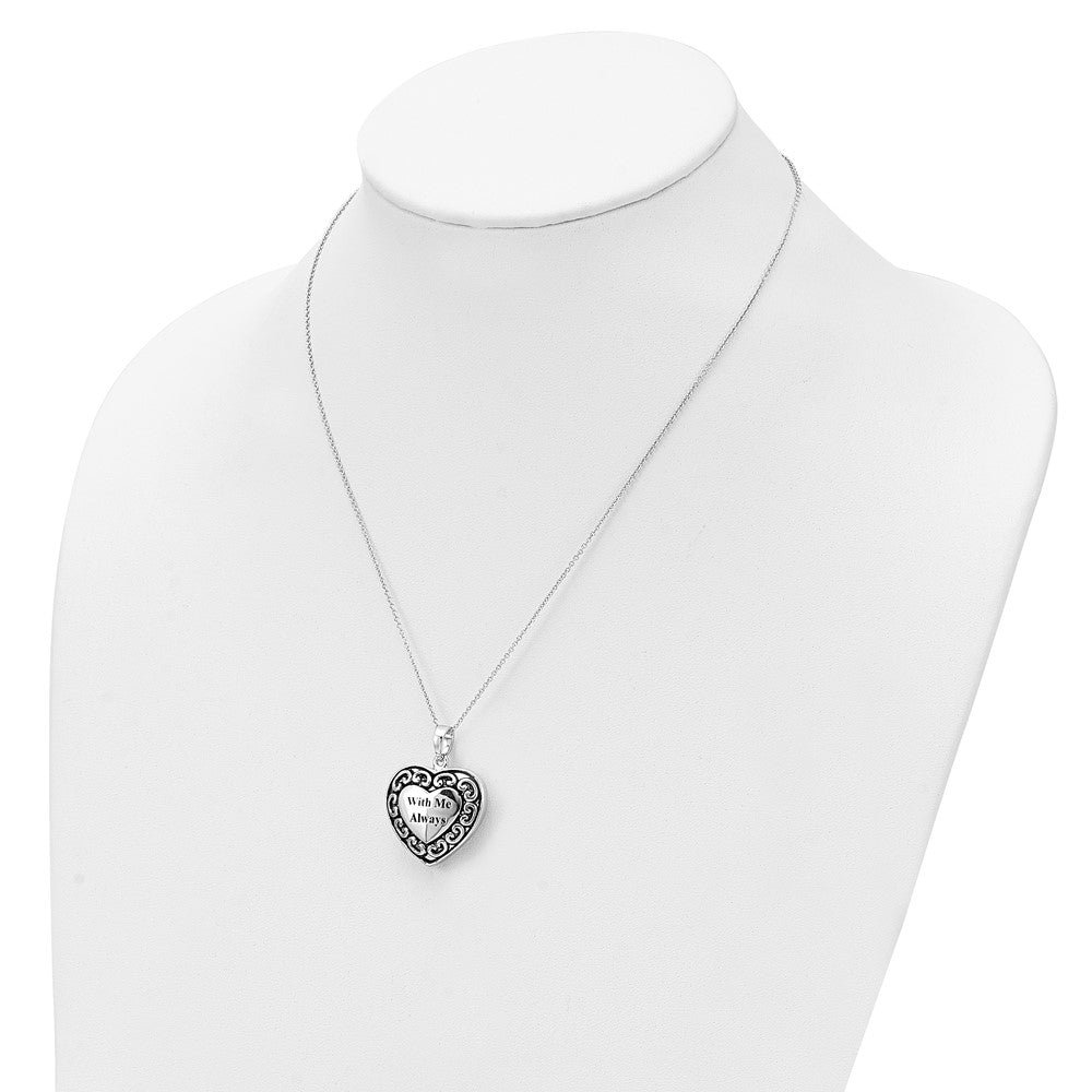 Sterling Silver Sentimental Expressions Rhodium-Plated With Me Always Ash Holder 18 Inch Necklace
