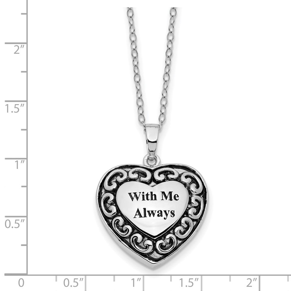 Sterling Silver Sentimental Expressions Rhodium-Plated With Me Always Ash Holder 18 Inch Necklace