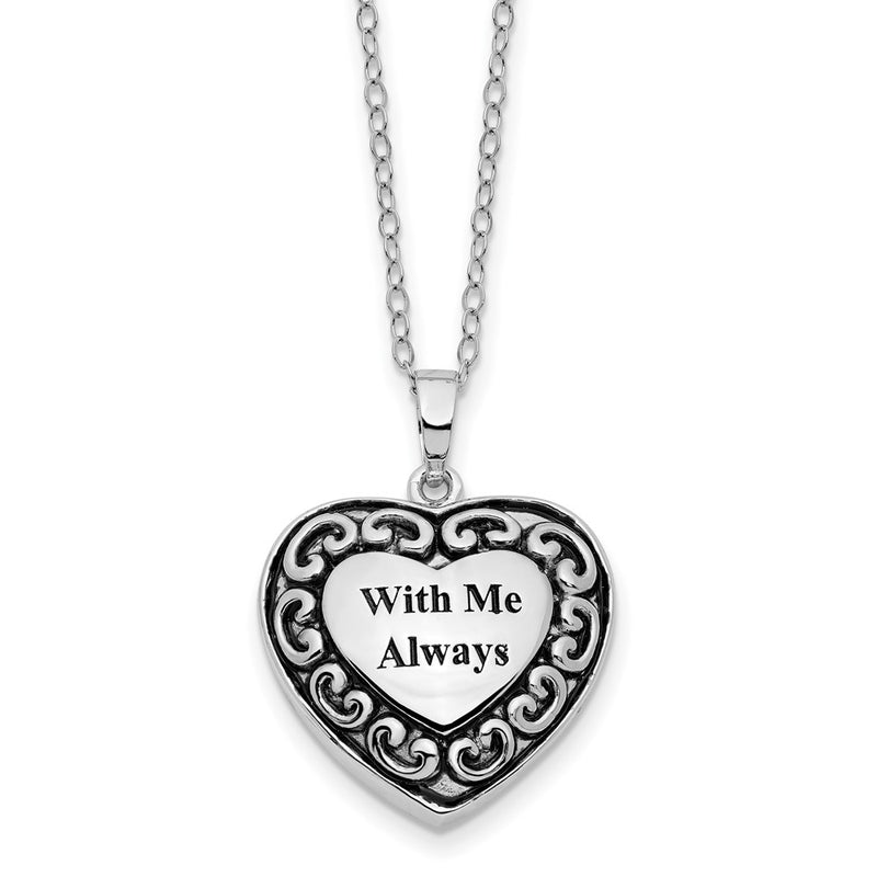 Sterling Silver Sentimental Expressions Rhodium-Plated With Me Always Ash Holder 18 Inch Necklace