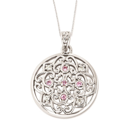 Sterling Silver Cz Love Binds Us Together 18In Necklace