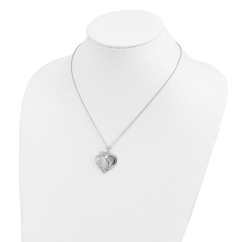 Sterling Silver Sentimental Expressions Rhodium-Plated Cz My Daughter, Heart'S Treasure 18In Necklace